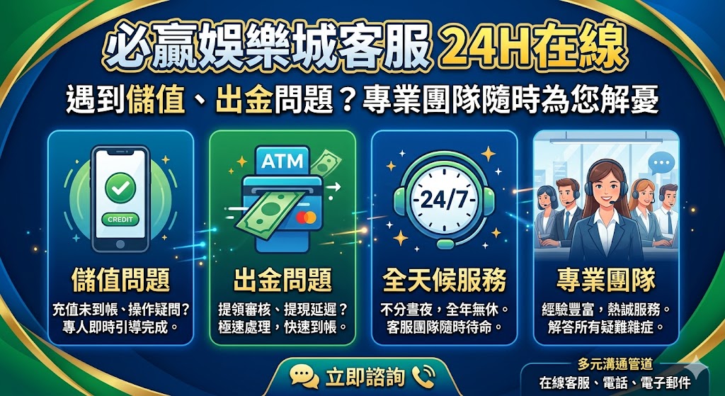 必贏娛樂城客服24H在線：遇到儲值、出金問題？專業團隊隨時為您解憂
